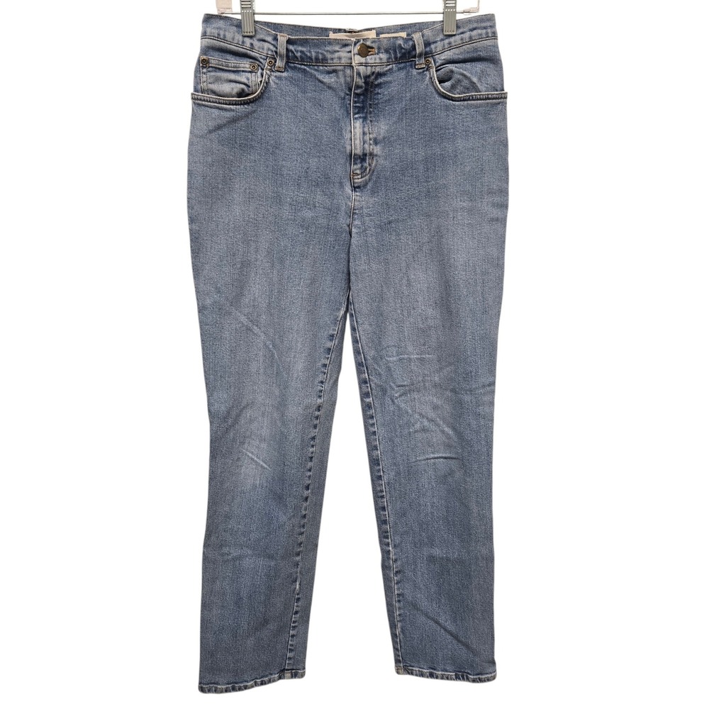 Jones New York Womens 10 Blue High Rise Straight Leg Stretch Denim Jeans